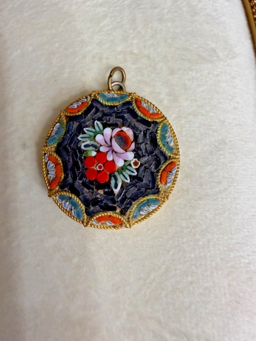 Victorian Micro-Mosaic Italy  Pendant 1.25"